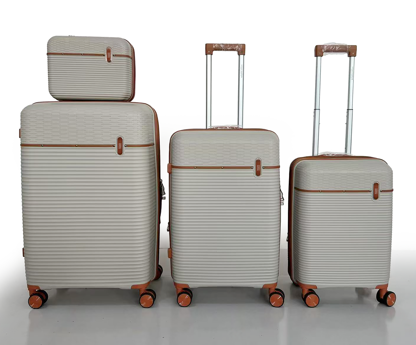 COLUMBUS - 4 Pc Trolley Bag Set - Off White / Blue / Grey / Black